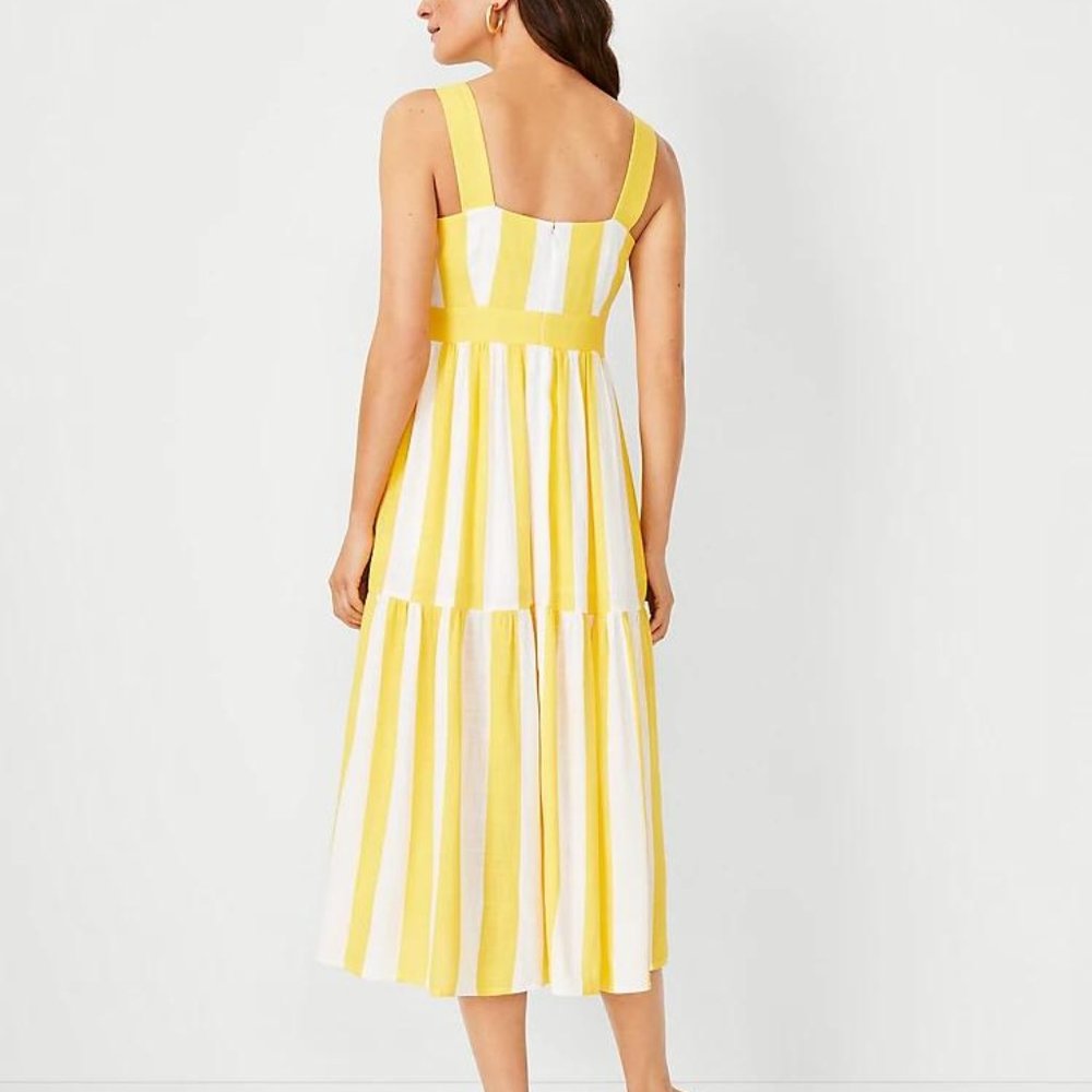 New  Ann Taylor Striped Square Neck Midi Dress - Picture 3 of 4